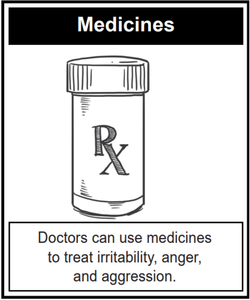 Doctors can use medicines to treat irritability, anger, and aggression.