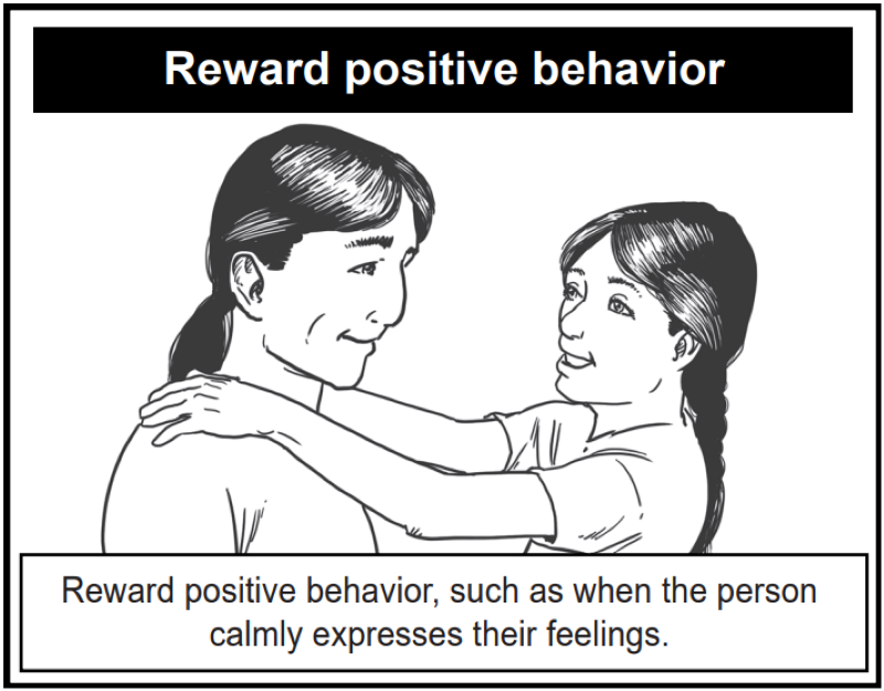 Reward positive behavior, such as when the person calmly expresses their feelings.