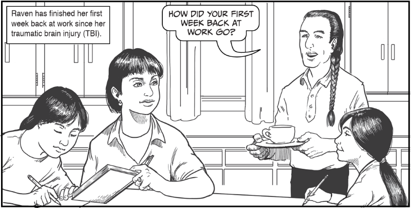 Raven has finished her first week back at work since her traumatic brain injury (TBI).