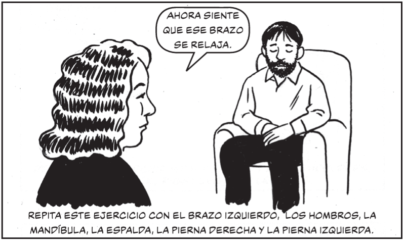 Repita este ejercicio con el brazo izquierdo,  los hombros, la mandíbula, la espalda, la pierna derecha y la pierna izquierda.