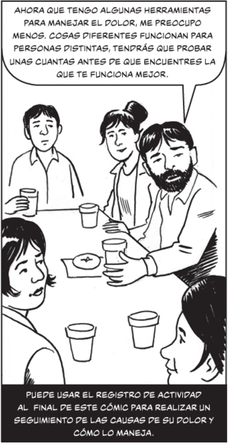 Puede usar el registro de actividad al  final de este cómic para realizar un seguimiento de las causas de su dolor y cómo lo maneja.    