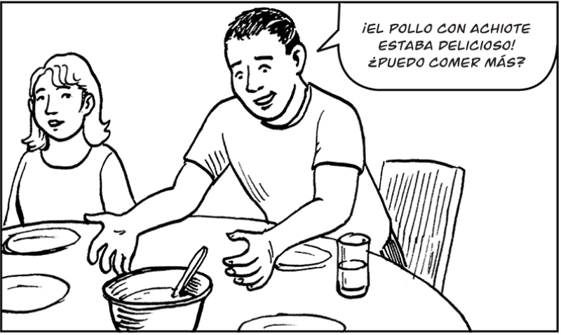 ¡El pollo con achiote estaba delicioso!  ¿Puedo comer más?