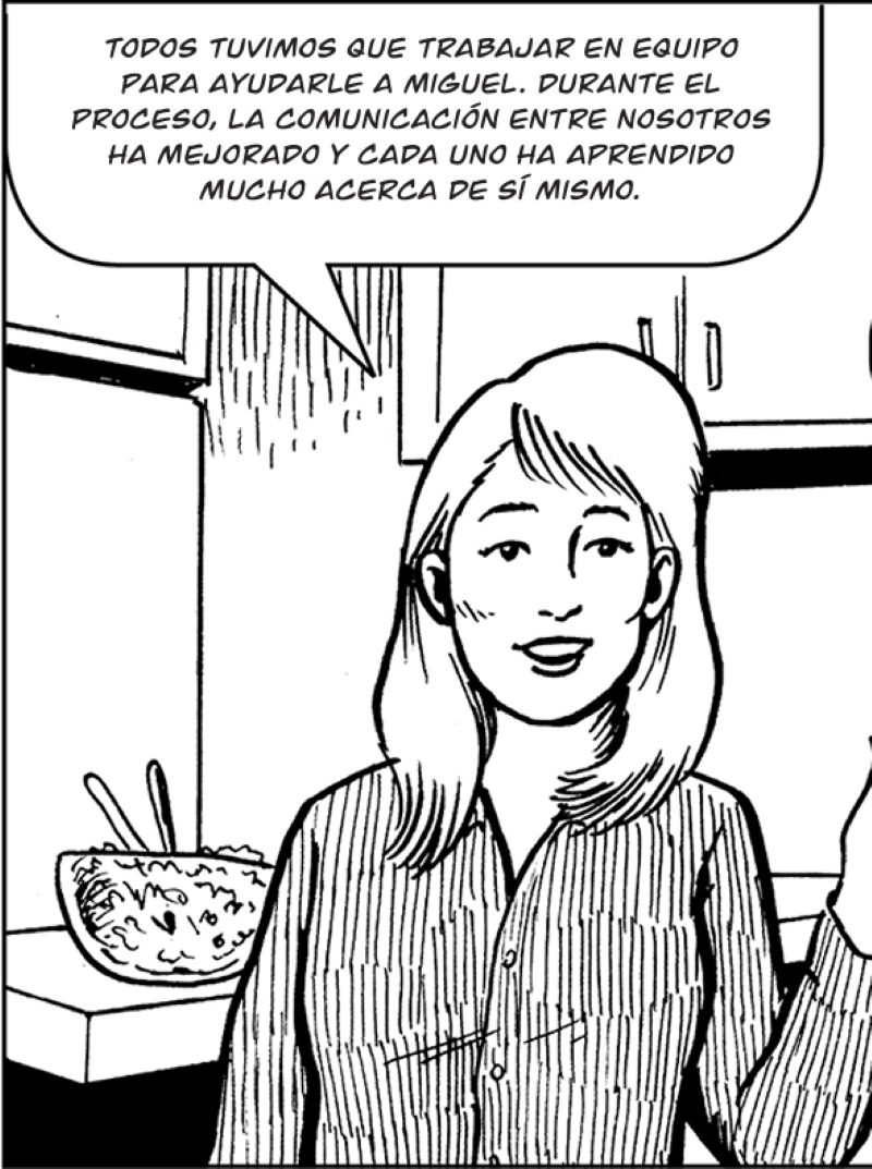 Todos tuvimos que trabajar en equipo para ayudarle a Miguel.