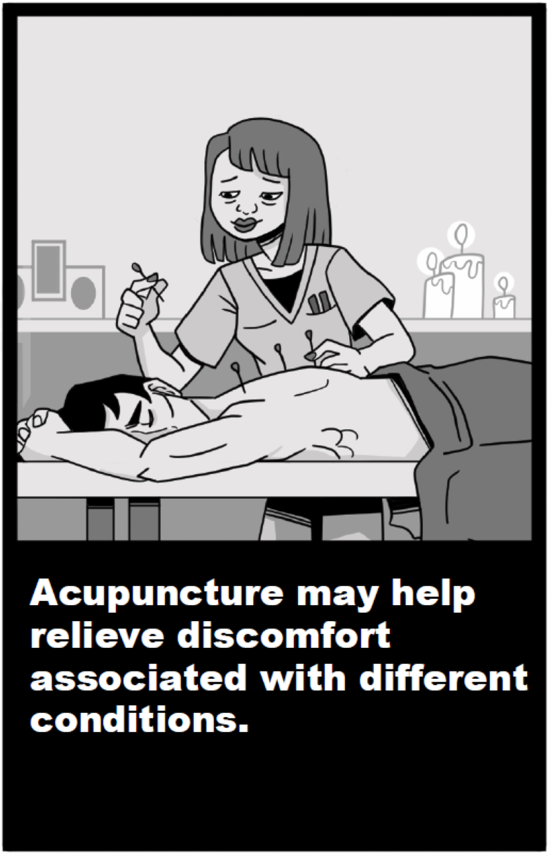 Acupuncture may help relieve discomfort associated with different conditions.