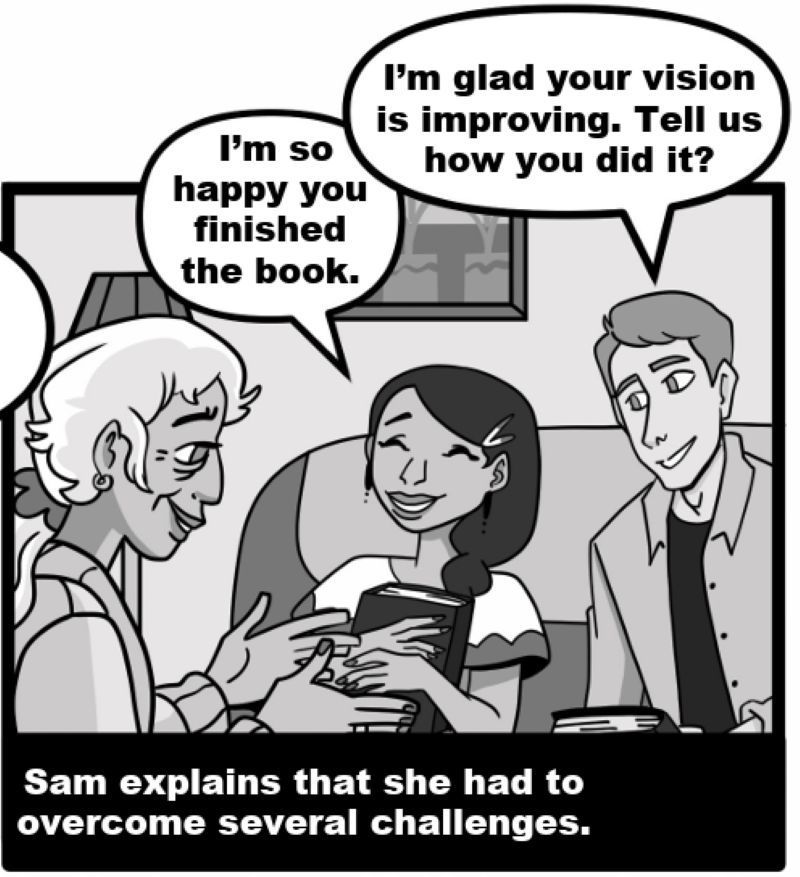 Sam explains that she had to overcome several challenges. 