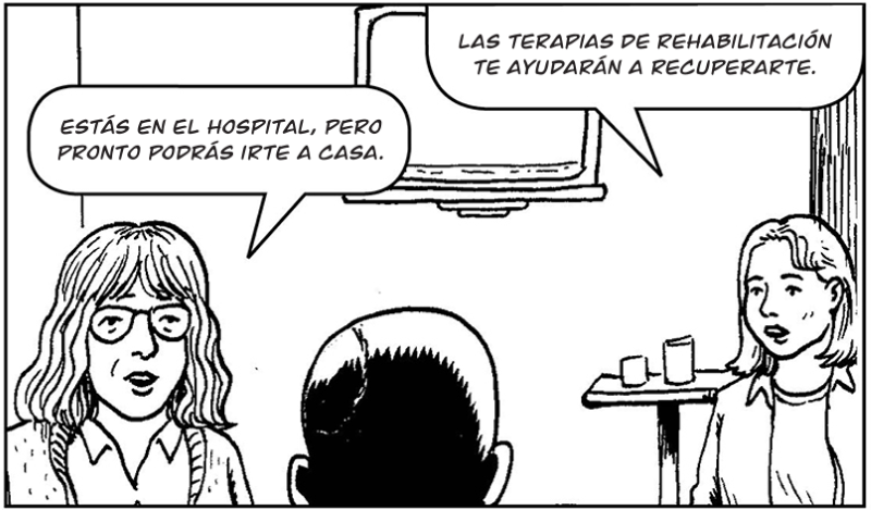 Estás en el hospital, pero pronto podrás irte a casa.