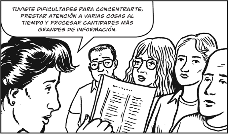 Tuviste dificultades para concentrarte, prestar atención a varias cosas al  tiempo y procesar cantidades más grandes de información. 