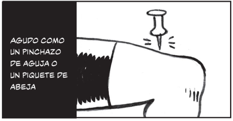 Agudo como un pinchazo de aguja o un piquete de abeja