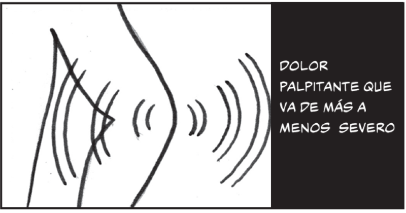 Dolor  palpitante que va de más a  menos  severo 