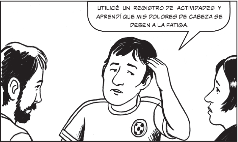 Utilicé  un  registro de  actividades  y  aprendí que mis dolores de cabeza se  aprendí que mis dolores de cabeza se  deben a la fatiga. deben a la fatiga.