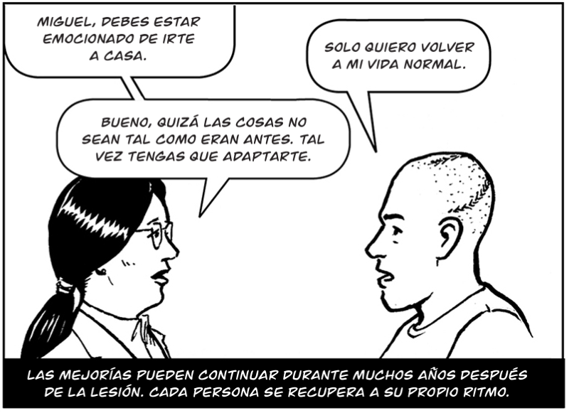 Las mejorías pueden continuar durante muchos años después de la lesión. Cada persona se recupera a su propio ritmo.