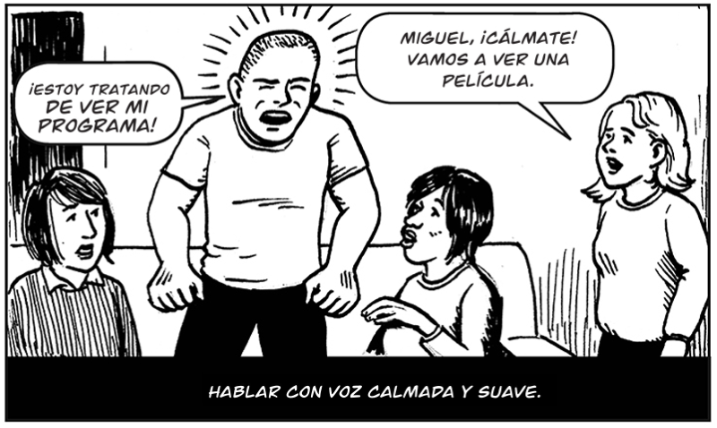Hablar con voz calmada y suave.