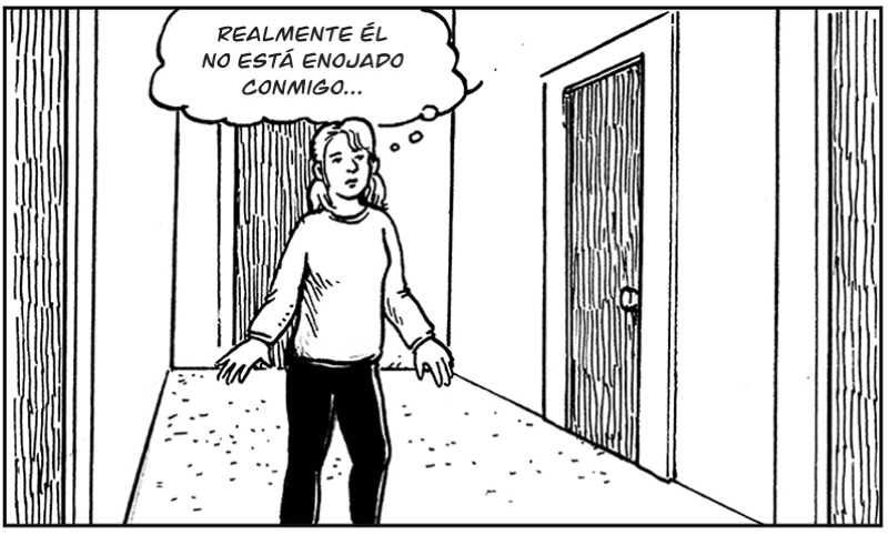 Realmente él  no está enojado conmigo.