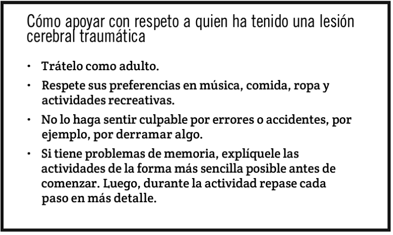 Cómo apoyar con respeto a quien ha tenido una lesión cerebral traumática