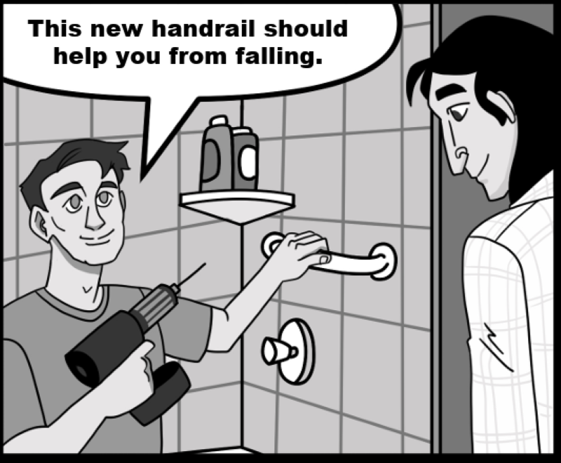 This new handrail should help you from falling.
