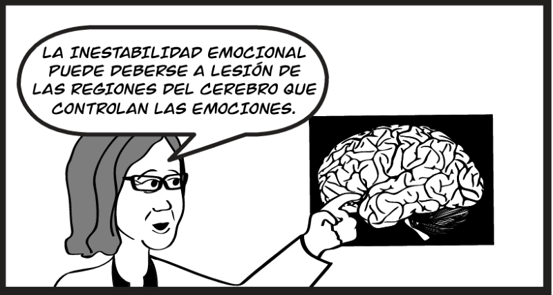LA INESTABILIDAD EMOCIONAL ALGUNAS PERSONAS CON LESIÓN CEREBRAL TRAUMÁTICA TIENEN INTENSAS ALTERACIONES DEL ESTADO DE ÁNIMO. PUEDEN PASAR MUY RÁPIDAMENTE DE LA FELICIDAD A LA IRA Y LUEGO A LA TRISTEZA. POR LO GENERAL, NO LO PUEDEN CONTROLAR. PUEDE DEBERSE A LESIÓN DE LAS REGIONES DEL CEREBRO QUE CONTROLAN LAS EMOCIONES.