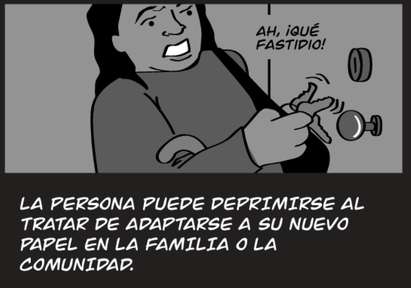 LA PERSONA PUEDE DEPRIMIRSE AL TRATAR DE ADAPTARSE A SU NUEVO PAPEL EN LA FAMILIA O LA  COMUNIDAD.
