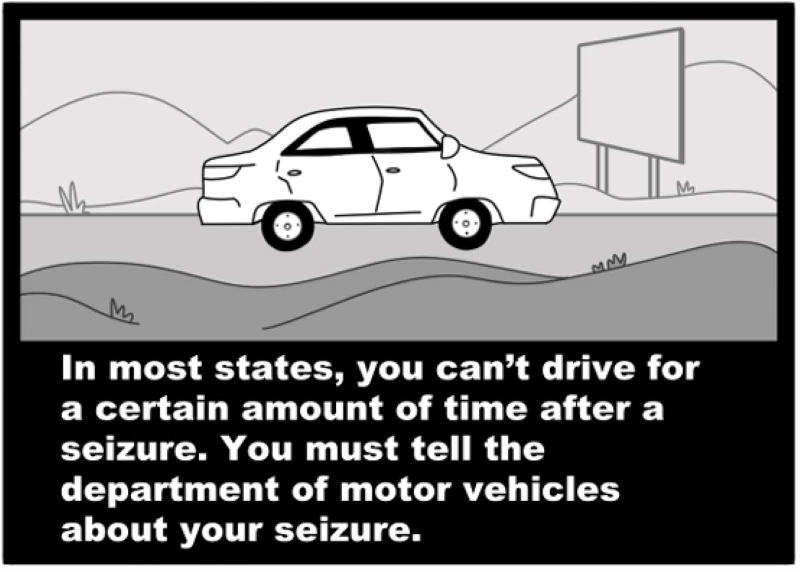 In most states, you can't drive for a certain amount of time after a seizure.