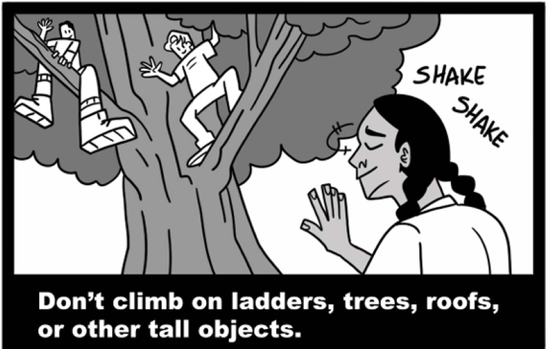 Don't climb on ladders, trees, roofs, or other tall objects.
