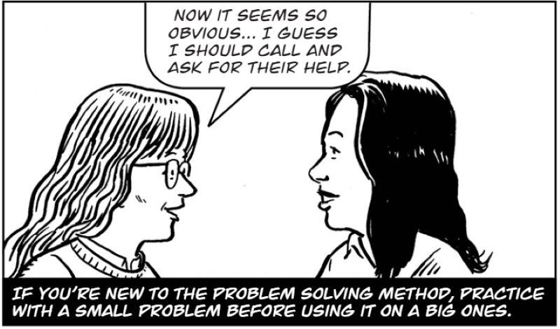 If you’re new to the problem solving method, practice with a small problem before using it on a big ones.