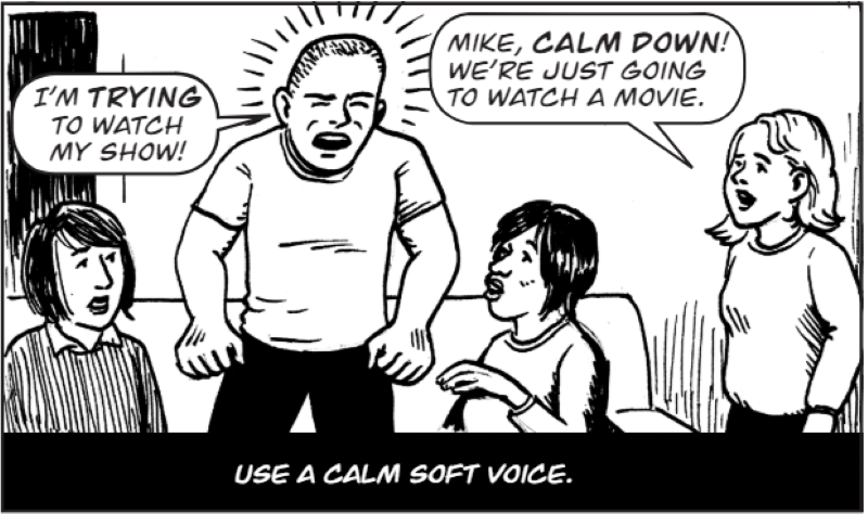 Use a calm soft voice. 