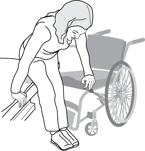 graphic of woman moving to a bed from a wheelchair