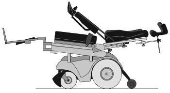 silla de ruedas de reclinación eléctrica en reclinación
