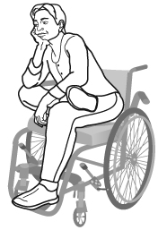 persona en silla de ruedas con un tobillo apoyado en su rodilla opuesta