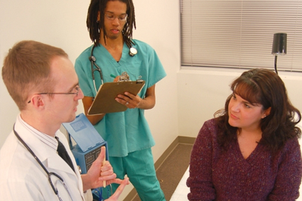 Doctors talking to patients