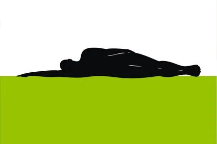 Outline of a person lying down on their side