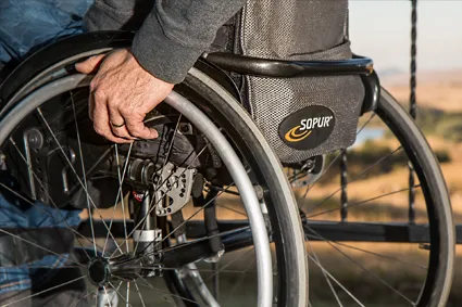 Person on manual wheelchair