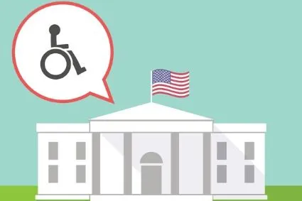 White house with wheelchair user in speech bubble