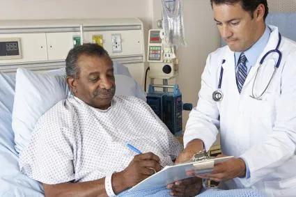 Clinician speaking with patient