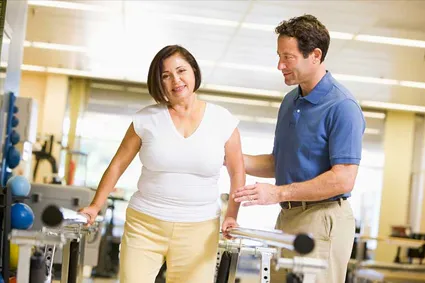 Patient working on physical therapy