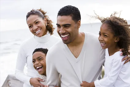 Family laughing together