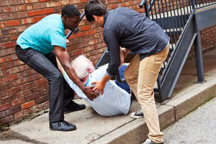 Man falling down stairs