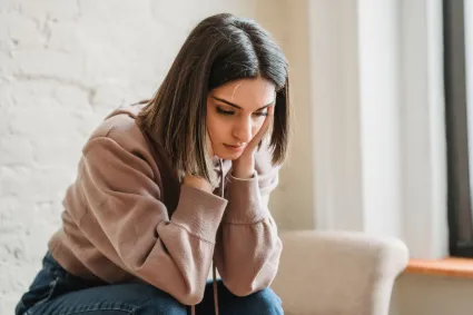 Photo of woman looking sad