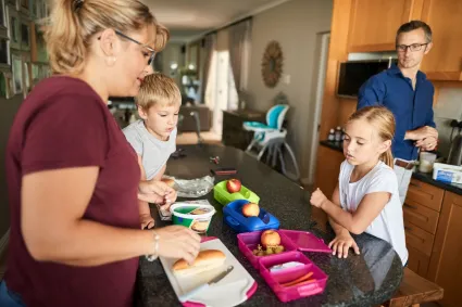Photo of family in kitchen