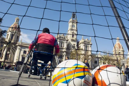Photo of wheelchair rugby goalkeeper