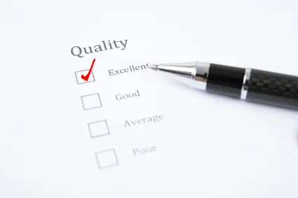 Photo of a checklist with a pen and one item checked