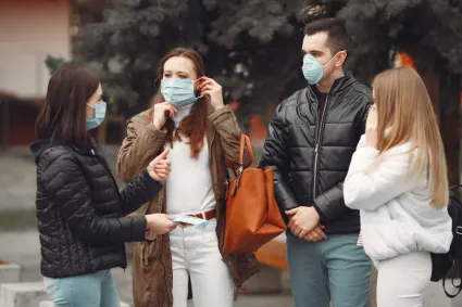 People wearing masks