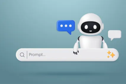 robot holding ai prompt box 