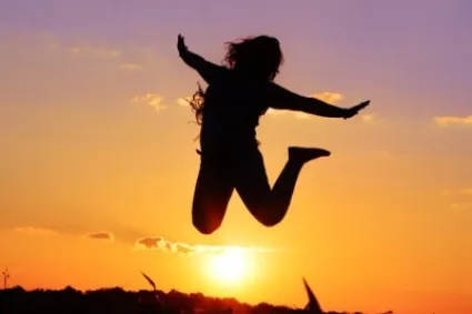 person jumping into air
