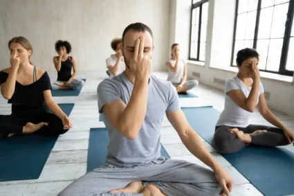 people meditating