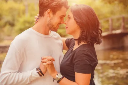 Couple holding each other