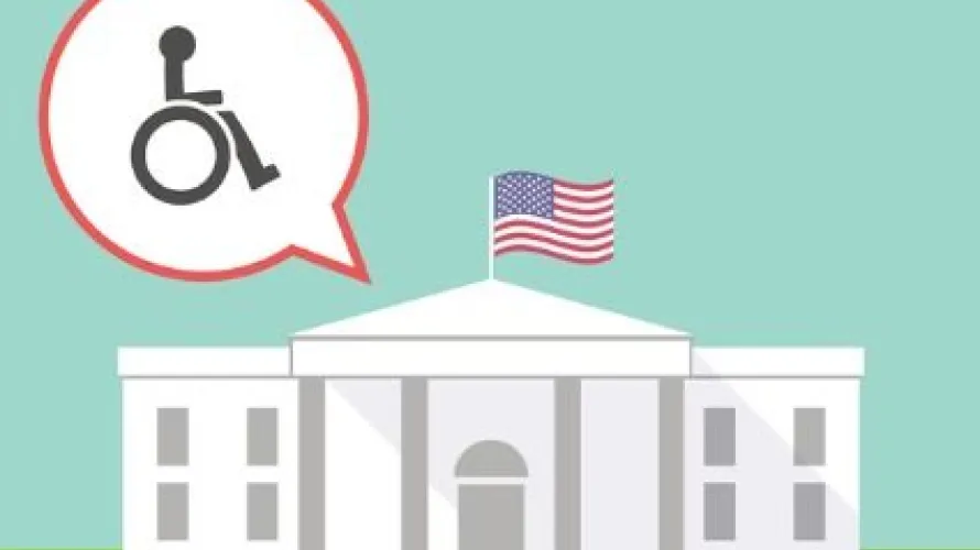 White house with wheelchair user in speech bubble