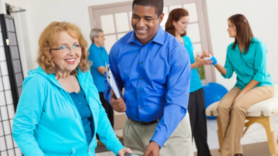 Patient working on physical therapy