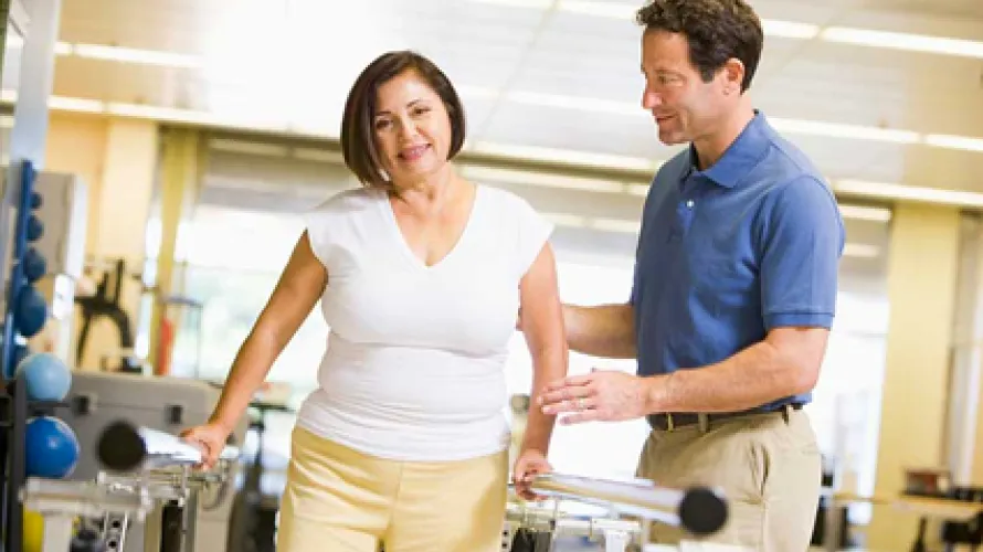 Patient working on physical therapy
