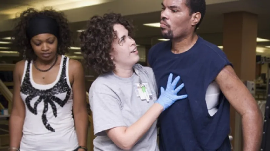 Patient working on physical therapy
