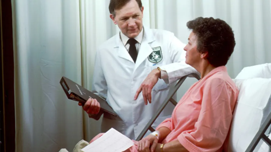 Doctor speaking with patient in the hospital
